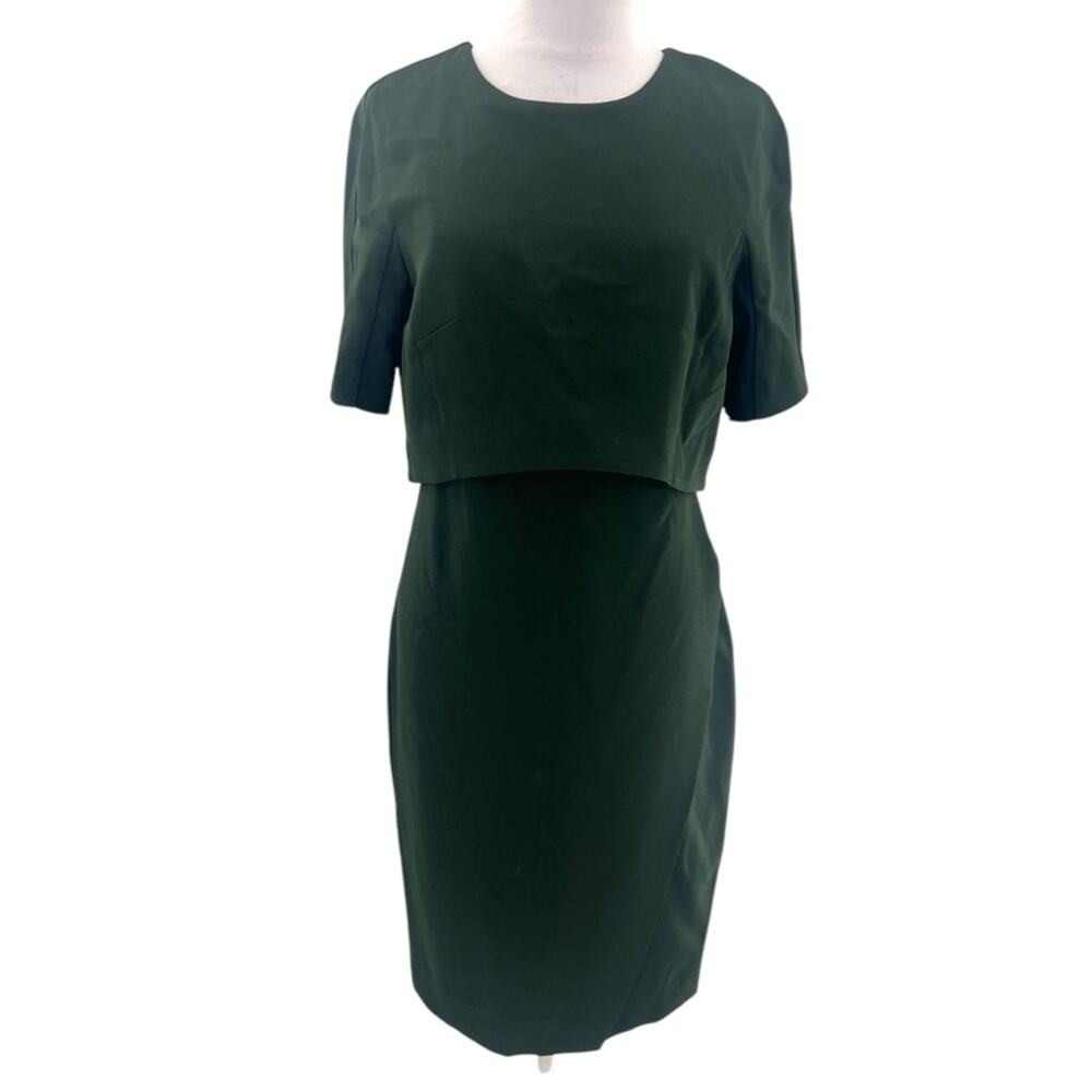 Sportsmax Max Mara green sheath dress layered cross over skirt sz m